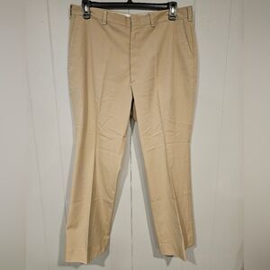 Vintage Thomson Permanent Dress Press Pants Tan Men's Flat Front 36x30